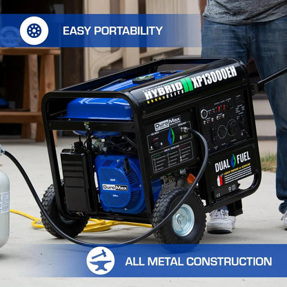 High-quality13,000-Watt Dual Fuel Portable Generator - Gas & Propane, Electric Start, Whole Home Backup Power, Transfer Switch Ai-TechWorld 