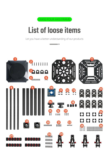 LX450 450mm full Carbon fiber Quadcopter Frame Umbrella shaped folding FPV Quad with Carbon Fiber Landing Skid F450 drone frame Ai-TechWorld 