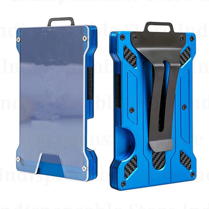 Wallet for Men Slim Aluminum Metal Money Clip with 1 Clear Window ID Badge Holder RFID Blocking Holds Up 15 Cards with Cash Clip Ai-TechWorld 