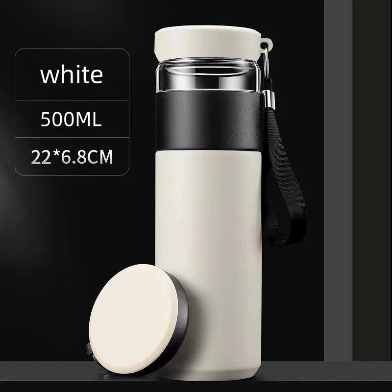500ml Tea Infuser Vacuum Flask Stainless Steel Insulated Cup with Independent Tea Storage Handle Travel Mug Business Cup Gifts Ai-TechWorld 