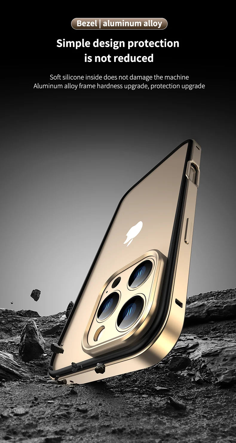 Camera Protection + Hybrid Silicone Frame Aluminum Metal Phone Case For iPhone 17 16 15 Pro Max 14 13 Better Heat Bumper Ai-TechWorld 