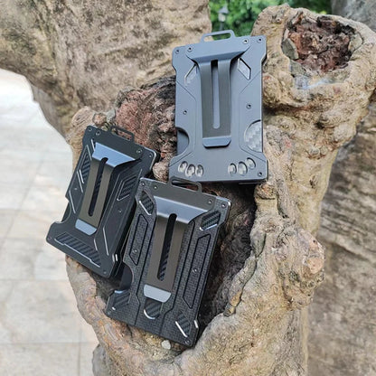 Wallet for Men Slim Aluminum Metal Money Clip with 1 Clear Window ID Badge Holder RFID Blocking Holds Up 15 Cards with Cash Clip Ai-TechWorld 