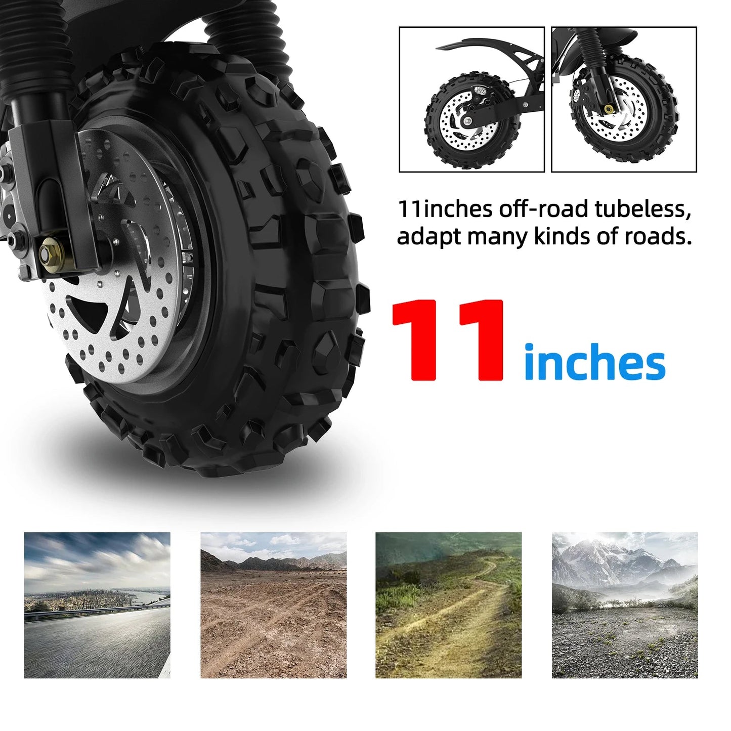 48-72V Electric Scooter for Adults 90KM/H 10-11''Tubeless Off Road Tire Hydraulic / SpringSuspension Foldable Escooter with Seat Ai-TechWorld 