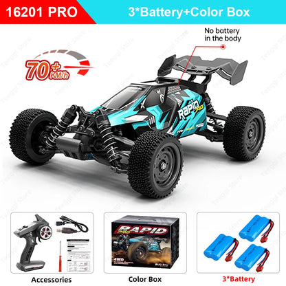 Teeggi 16101 /16102 PRO 1:16 High Speed RC Car With LED Light Drift 70KM/H 4WD RC Off-Road Car Monster Truck Toy For Kid Gifts Ai-TechWorld 