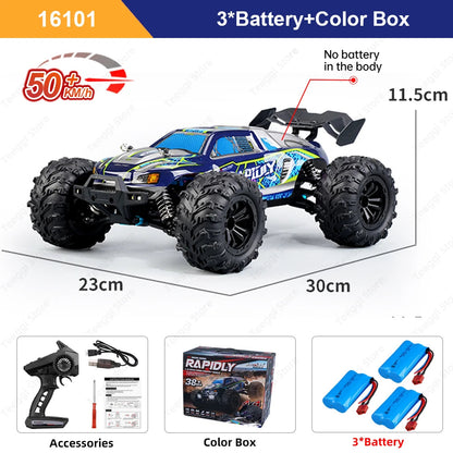 Teeggi 16101 /16102 PRO 1:16 High Speed RC Car With LED Light Drift 70KM/H 4WD RC Off-Road Car Monster Truck Toy For Kid Gifts Ai-TechWorld 