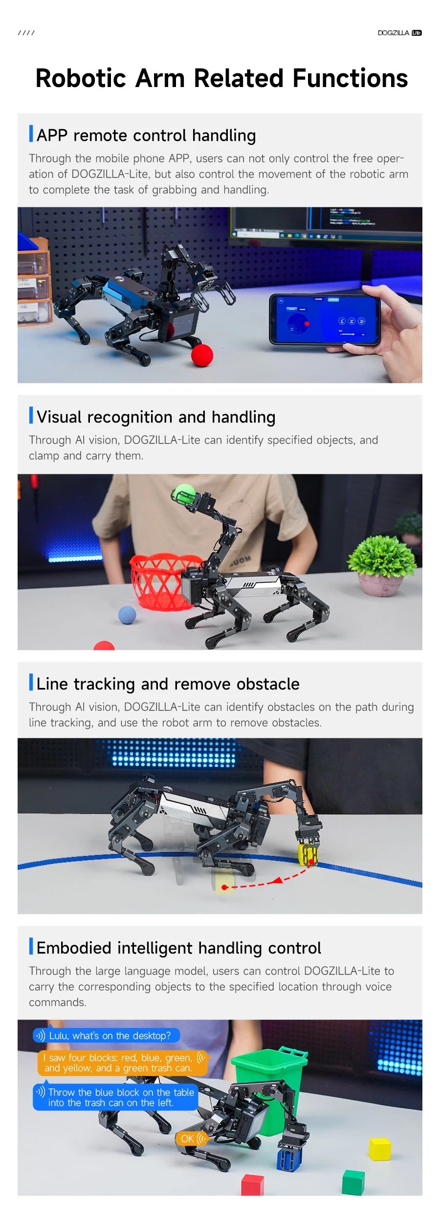 Yahboom Quadruped Robot Dog Bionic Intelligent Programming AI Large Model with Robotic Arm Powered by Raspberry Pi CM5 Module Ai-TechWorld 