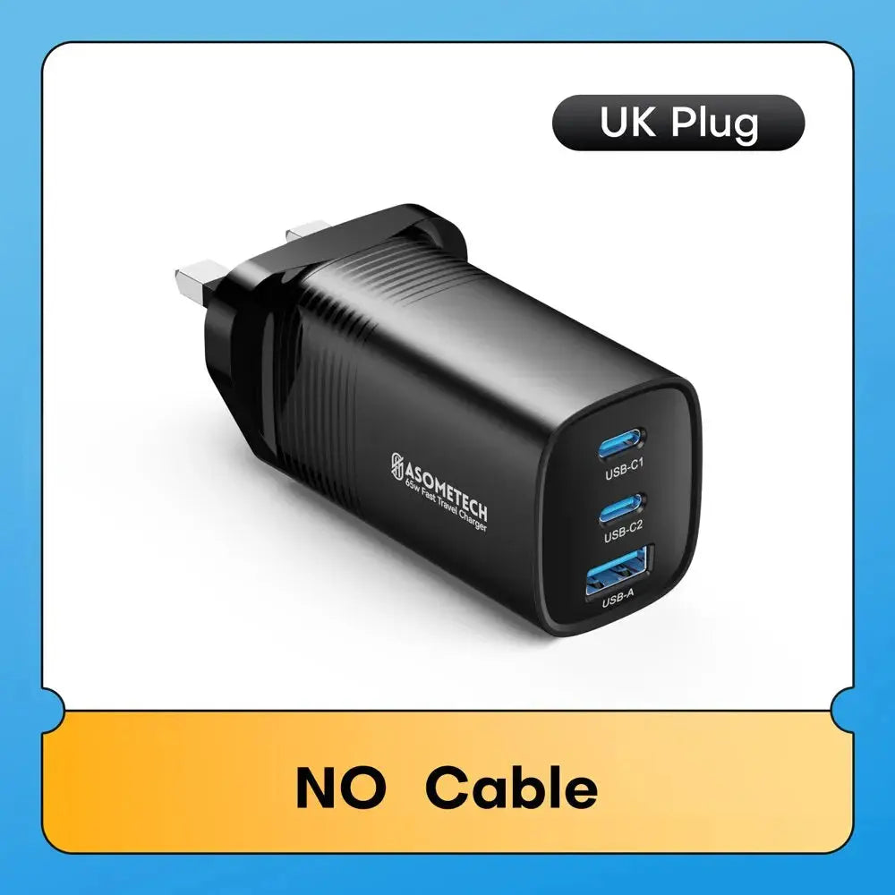 ASOMETECH GaN USB Type C Charger 65W 45W PPS PD QC4.0 Quick Charger For Macbook Laptop IPAD Tablet iPhone 16 Samsung S23 Ultra Ai-TechWorld 