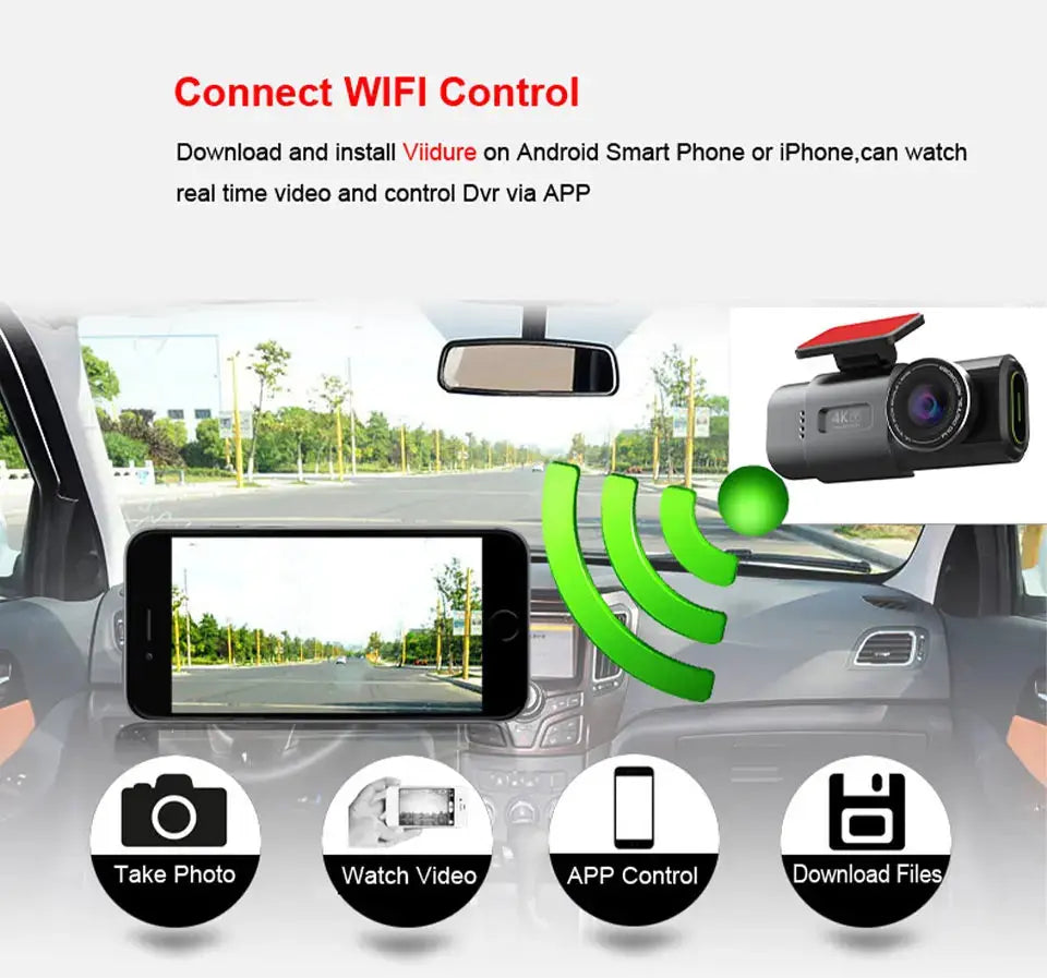 Dash Cam 4K UHD Built-In Wi-Fi Support GPS Ai-TechWorld 