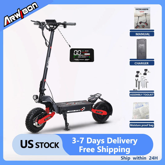 Arwibon GT06 1200W Foldable E-Scooter for Adults -Max Speed 30MPH, 48V 13AH/23.4AH, 11"Off-Road Tires | US Stock, Factory Direct Ai-TechWorld 