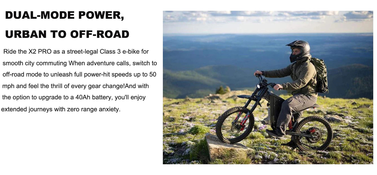 Four-Piston Hydraulic Brake Electric Dirt Bike 6000W Electric Motor 60V/30Ah 50MPH/7 Speed Off Road E-Bicycle Full Suspension Ai-TechWorld 