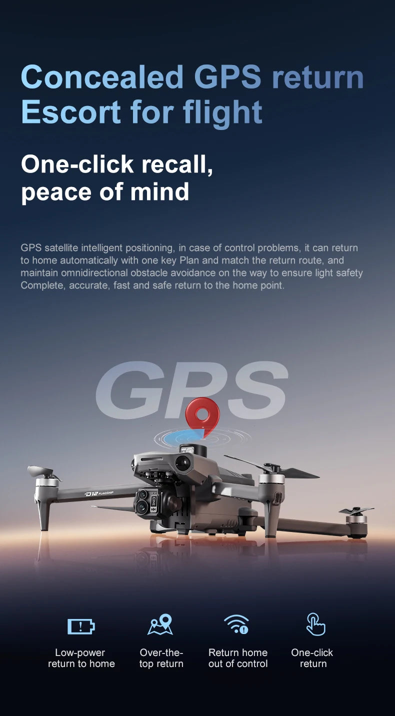 New D12 GPS Drone 3-Axis Gimbal With Touch Screen Profesional 8K HD Camera FPV Obstacle Avoidance Brushless Dron Toy for adult ﻿ Ai-TechWorld 