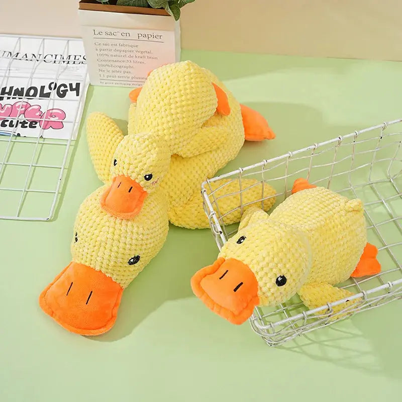 Plush Companion Sleeping Duck Dog Toys for Small Large Dogs Bite Resistant Teeth Grinding Sound Relief Duck Sound Toy Ai-TechWorld 