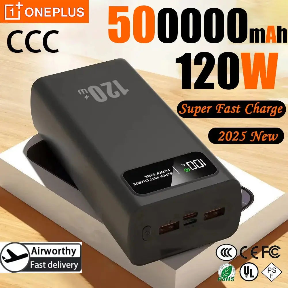 ONEPLUS 500000mAh 120W Super Fast Charging Power Bank High Capacity Battery CCC Certification Power Bank 3C For Iphone Xiaomi Ai-TechWorld 