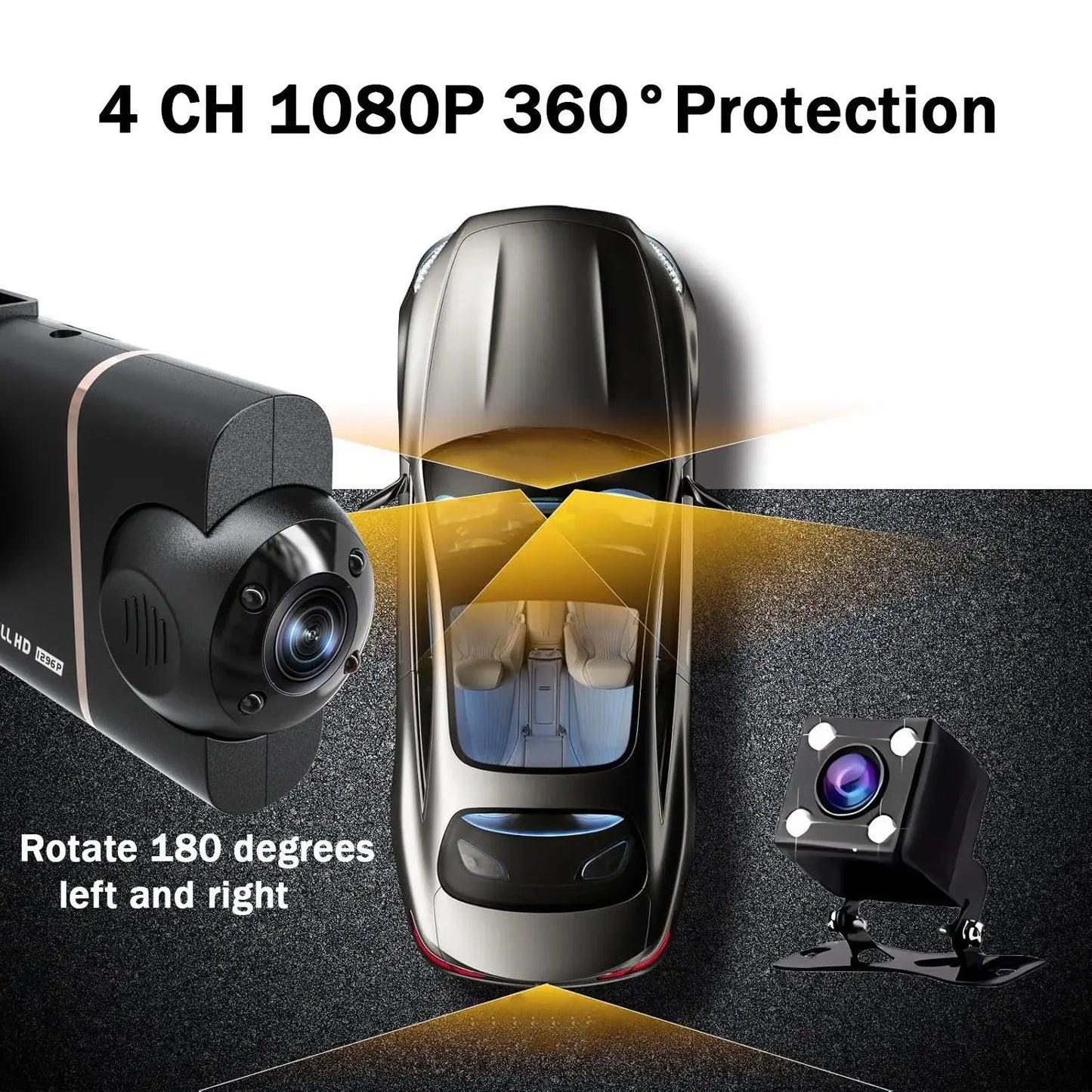 4 Cameras Dash Cam Car DVR WiFi HD 1080P Video Recorder 4 Channel Front Rear View Night Vision Black Box DVR For Vehicle Safety Ai-TechWorld 