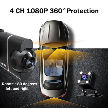 4 Cameras Dash Cam Car DVR WiFi HD 1080P Video Recorder 4 Channel Front Rear View Night Vision Black Box DVR For Vehicle Safety Ai-TechWorld 