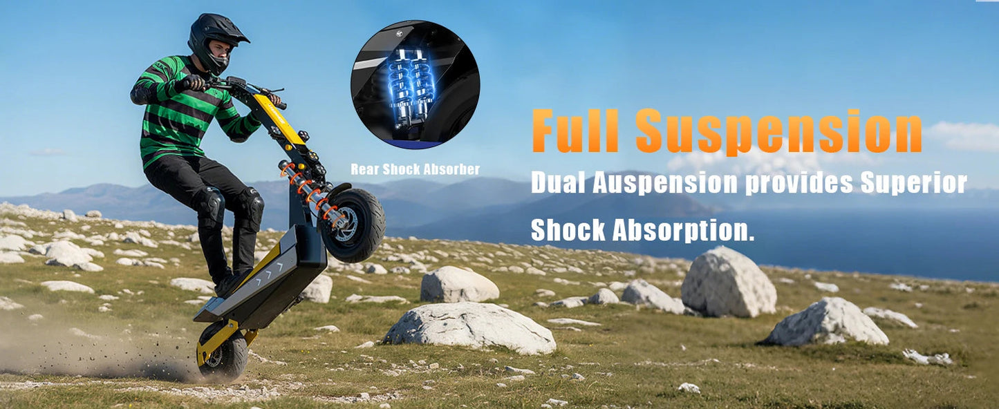 Terrosor 3000Wx2 Adult Electric Scooter Dual Motor Top Speed 50MPH,60V35AH, 11-inch Off-Road Tires Sport Folding EScooter Ai-TechWorld 