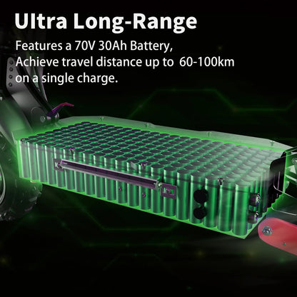 48-72V Electric Scooter for Adults 90KM/H 10-11''Tubeless Off Road Tire Hydraulic / SpringSuspension Foldable Escooter with Seat Ai-TechWorld 