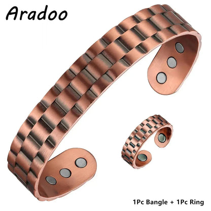 ARADOO Copper Bracelets for Women & Lymphatic Drainage Ring, Magnetic Lymph Detox Ring and Magnetic Copper Bracelet Jewelry Gift Ai-TechWorld 