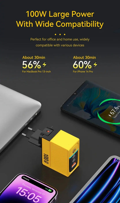 WEKOME GaN 100W Charger High Speed Fast Charging Type C Charger for Xiaomi 13 Samsung s23 ultra iPhone 15 pro max Macbook Pro Ai-TechWorld 
