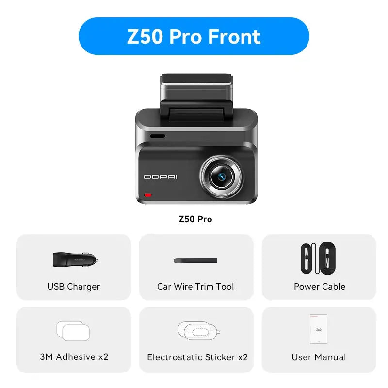 2025 New DDPAI Dash Cam Z50 Pro 4K Car Camera Night Vision 5GHz Wi-Fi GPS ADAS 24H Parking Monitor Support Front and Rear Cam Ai-TechWorld 