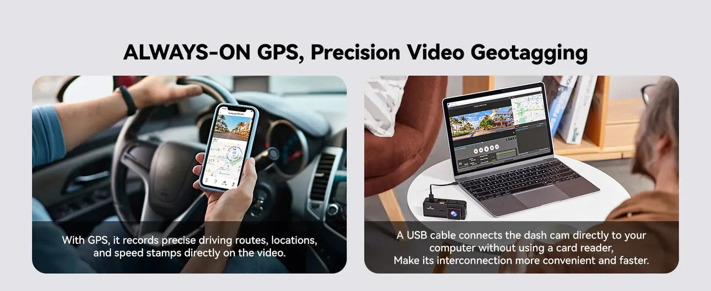 REDTIGER Dash Cam HD 4K Built-in GPS 70FOV Car DVR 5G WIFI APP Control Fatigue Driving Reminder Car Camera with Night Vision Ai-TechWorld 