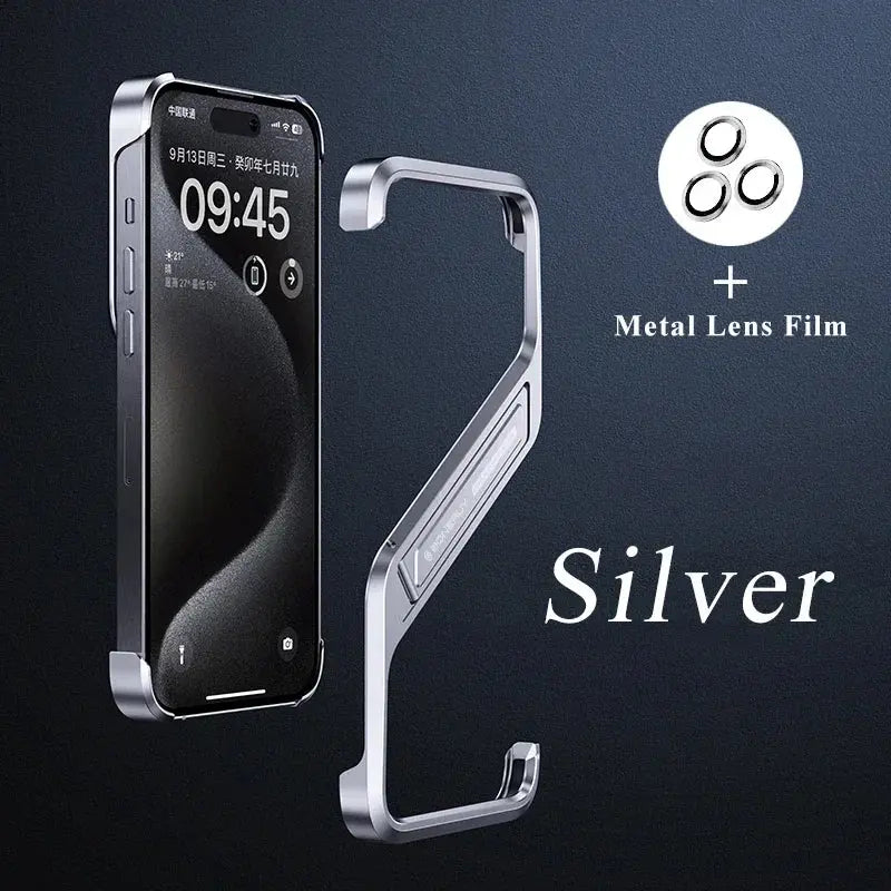 S-Shaped Metal Geometric Rimless Phone Case For iPhone 14 15 16 Pro Max 16ProMax Aluminum Alloy Hidden Stand Bracket Cover Funda Ai-TechWorld 