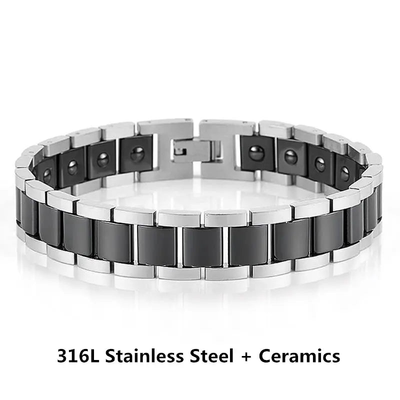 Titanium Steel Ceramic Energy Bracelet Stainless Steel Zirconia Couple Ceramic Bracelet Ai-TechWorld 