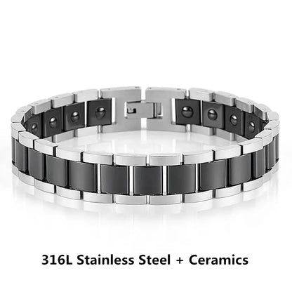 Titanium Steel Ceramic Energy Bracelet Stainless Steel Zirconia Couple Ceramic Bracelet Ai-TechWorld 