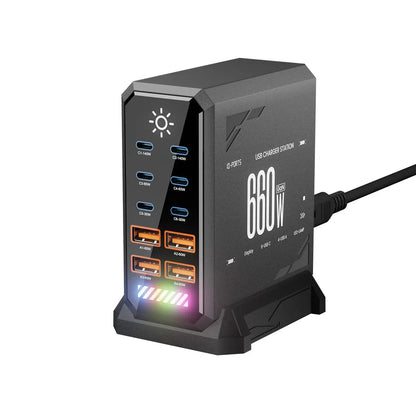660W GaN USB Charger Station 10 Port Desktop Fast USB Type C Charger 140W PD3.1 PPS Quick Charger For Macbook iPhone 16 Samsung Ai-TechWorld 
