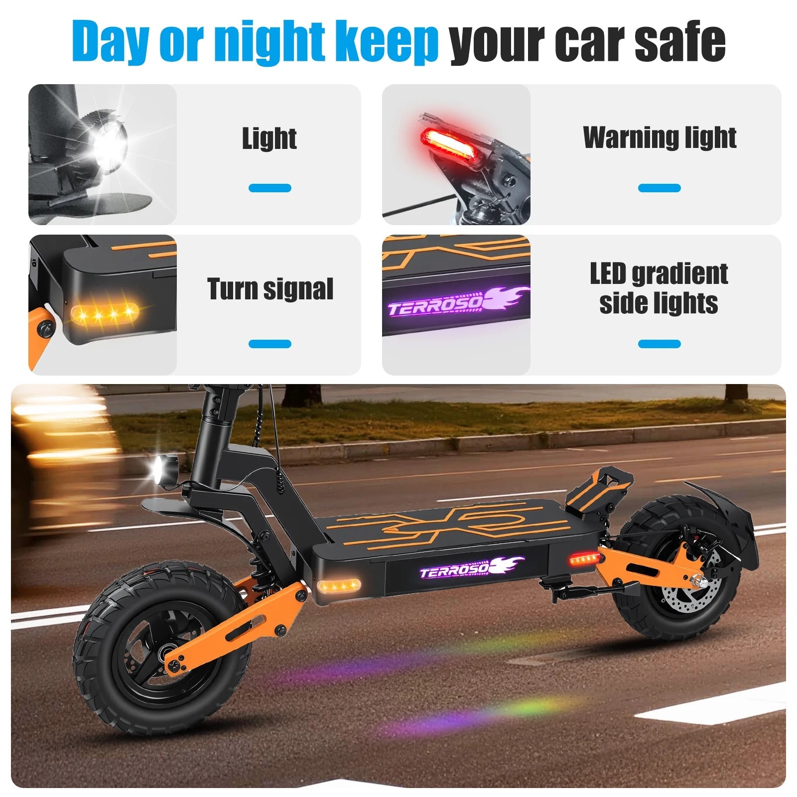 1200W Peak Motor Fold Adult Electric Scooter 48V 18AH 40MPH 11-inch off-roadTires Front and Rear Disc Brakes and Shock Absorbers Ai-TechWorld 
