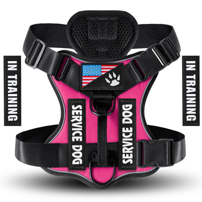 Service Dog Harness, Reflective Dog Vest Harness with 5 PCS Patches, Adjustable Soft Oxford Pet Harness, Inner Layer Mesh, Easy Ai-TechWorld 