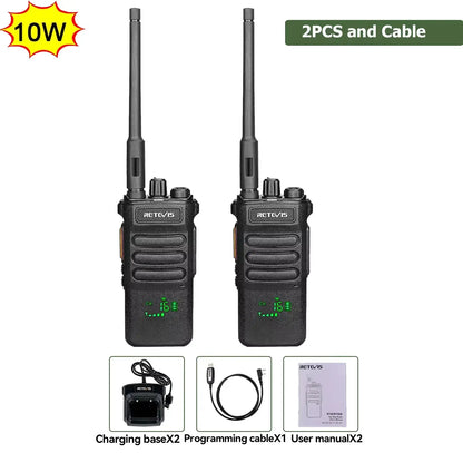 Retevis RT86 10W Walkie Talkie Professional Two Way Radio Long Range Walkie Talkie UHF Communication radio for Outdoor Business Ai-TechWorld 