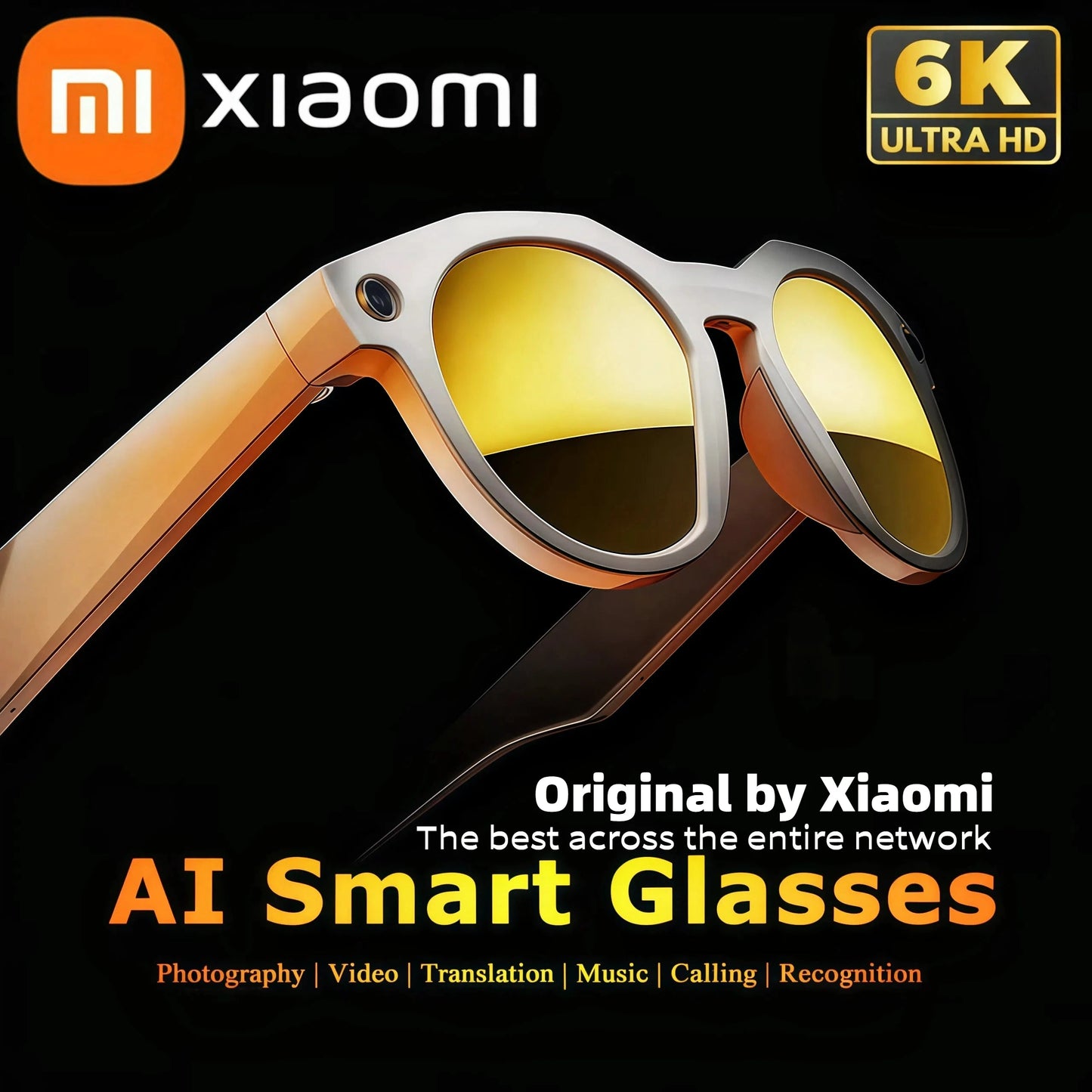 Xiaomi 6K HD AI Smart Camera Glasses Multifunctional Bluetooth Calling Voice Assistant Music Player Translation Camera Glasses Ai-TechWorld 