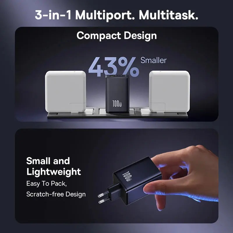 Baseus 100W Fast Charger GaN Charger For iPhone 17 16 Xiaomi Samsung Laptop Tablet USB C Charger QC PD Charger USB Phone Charger Ai-TechWorld 