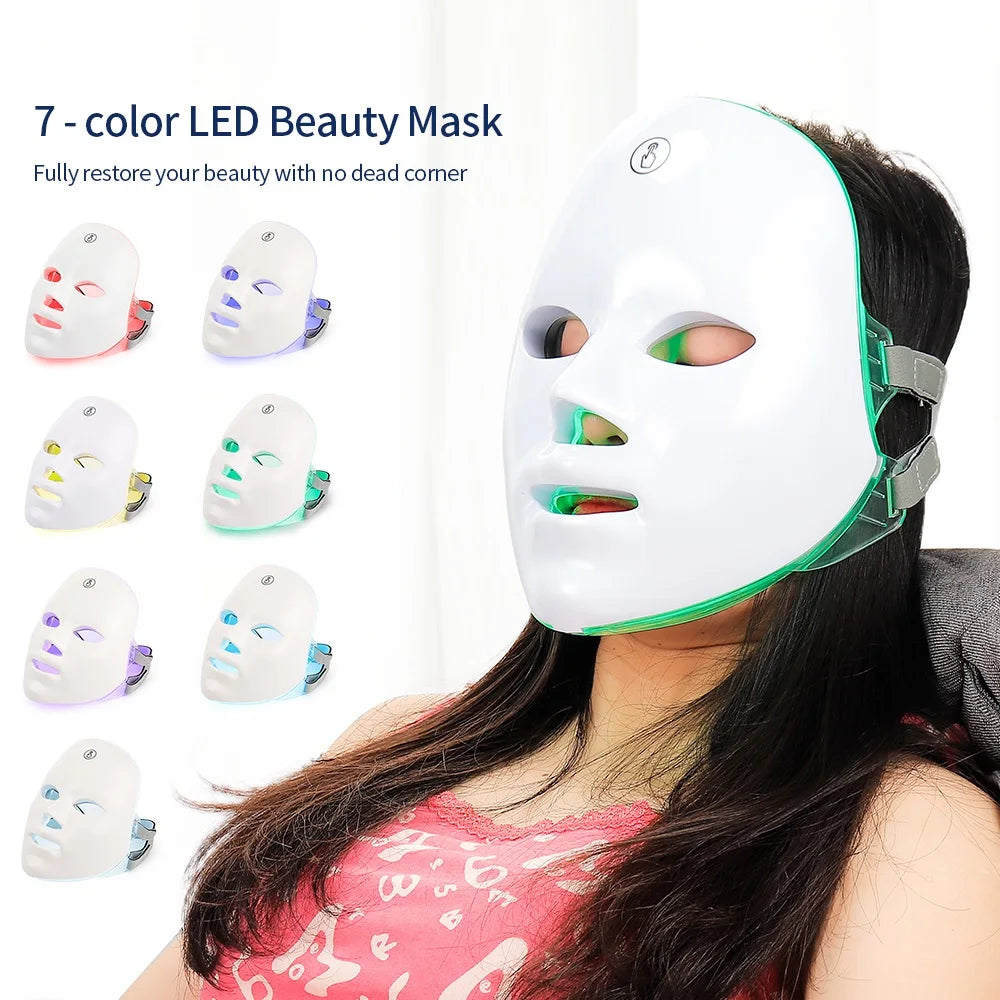 Rechargeable Facial LED Mask 7 Colors LED Photon Beauty Mask Skin Rejuvenation Home Face Lifting Whitening Skin Care Beauty Mask Ai-TechWorld 