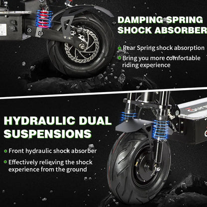 X13 inch 10000W Dual Motor 72V40Ah 60V50Ah Battery Electric Scooter Max Speed 120km/h Range 120km LCD Display Foldable Escooter Ai-TechWorld 