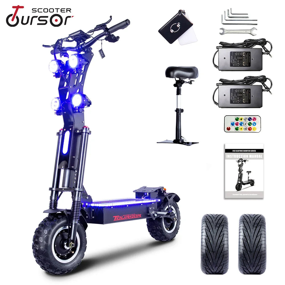 10000W Off-road Electric Scooter Dual Motors 14 Inch Off-Road Tyres 72V-40AH Panasonic Battery Speed 120KM/H elektro scooter Ai-TechWorld 