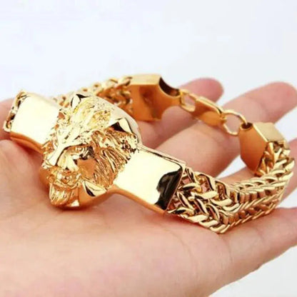 Retro Domineering Lion Head Animal Bracelet for Men Stainless Steel Braided Chain Wristband Bracelet Hip Hop Jewelry Ai-TechWorld 