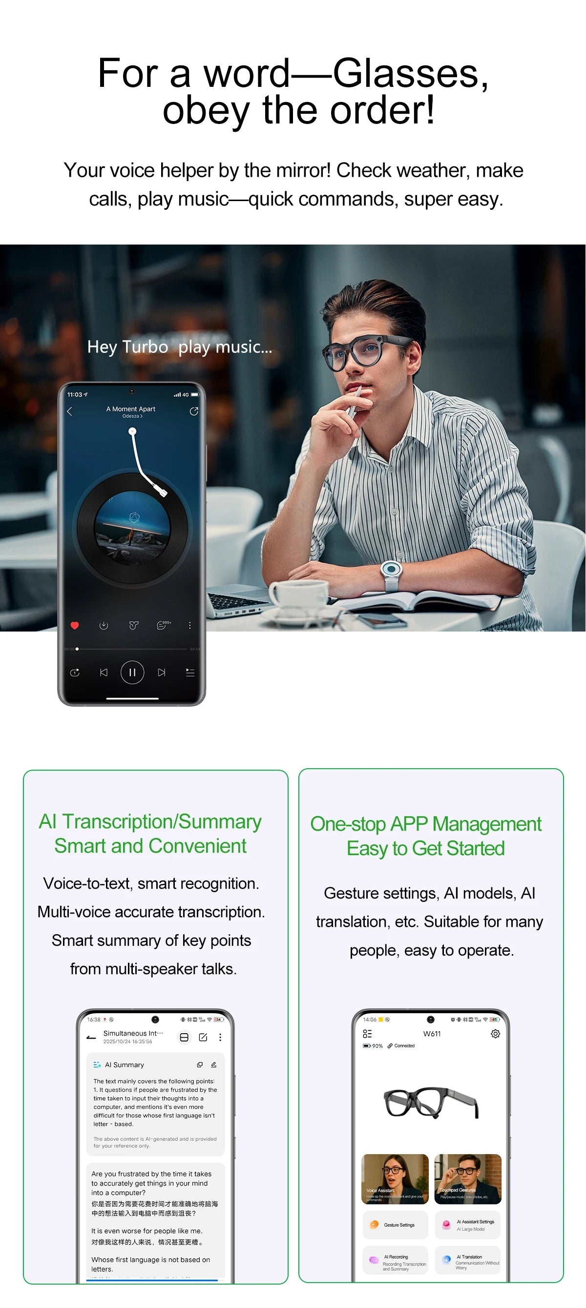 2026 New 4K HD AI Smart Glasses Men 800W Pixel Camera Bluetooth Call 4GB WIFI Transmission Voice Assistant Smart Glasses Women Ai-TechWorld 