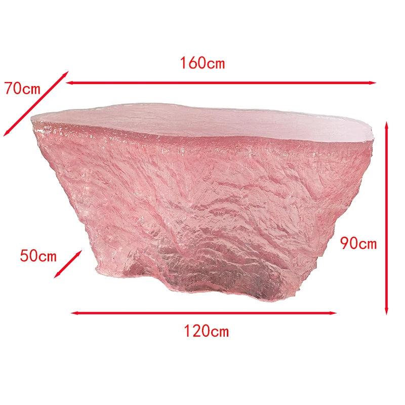 Premium Light Luxury Transparent Resin Hotel Front Desk Restaurant Villa Kitchen Partition Luminous Crystal Glacier Island Table Ai-TechWorld 