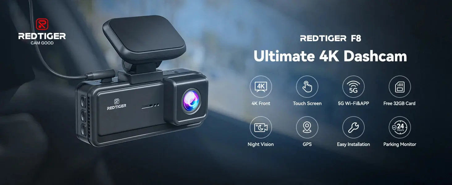 REDTIGER Dash Cam HD 4K Built-in GPS 70FOV Car DVR 5G WIFI APP Control Fatigue Driving Reminder Car Camera with Night Vision Ai-TechWorld 