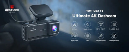 REDTIGER Dash Cam HD 4K Built-in GPS 70FOV Car DVR 5G WIFI APP Control Fatigue Driving Reminder Car Camera with Night Vision Ai-TechWorld 