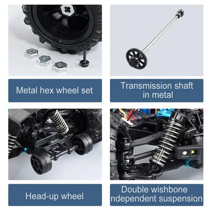 WLtoys 1:16 Scale Large RC Car 50km/h High Speed 4WD Children Toy for Boys Remote Control Car 2.4G Off Road Monster Truck RC Toy Ai-TechWorld 