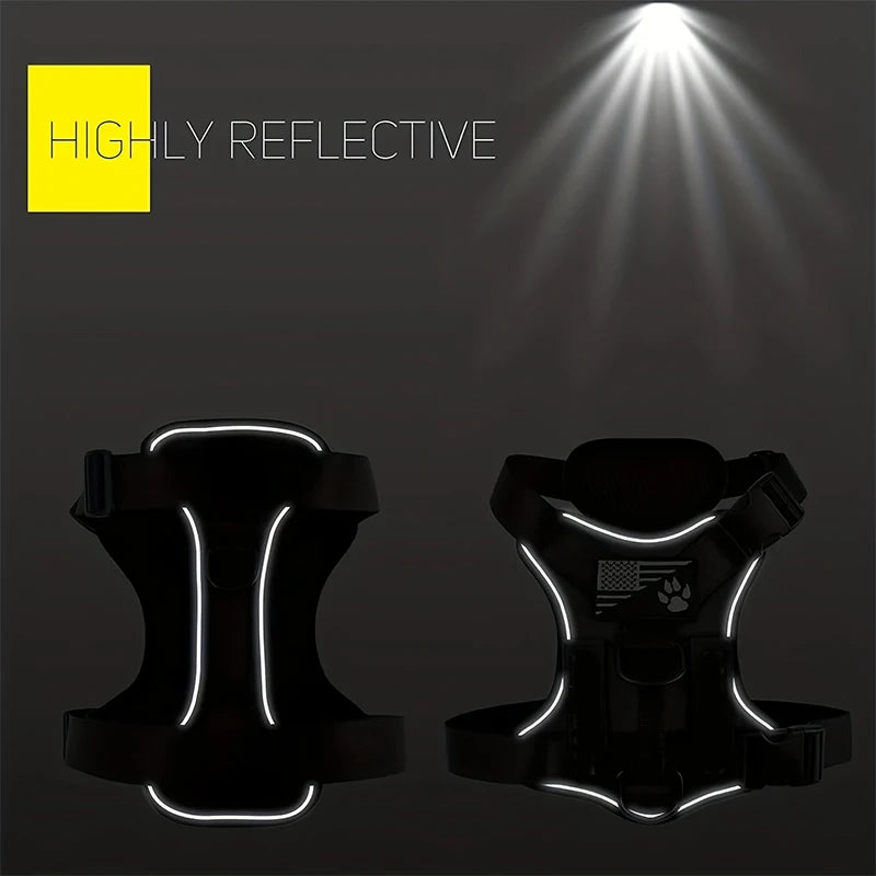 Service Dog Harness, Reflective Dog Vest Harness with 5 PCS Patches, Adjustable Soft Oxford Pet Harness, Inner Layer Mesh, Easy Ai-TechWorld 