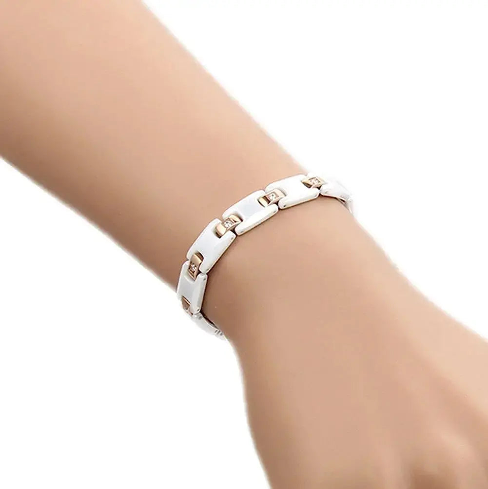 Titanium Steel Ceramic Energy Bracelet Stainless Steel Zirconia Couple Ceramic Bracelet Ai-TechWorld 