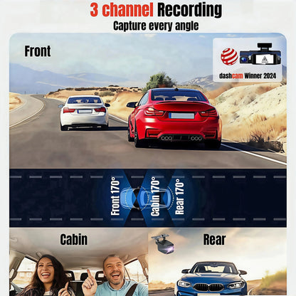 UHD 4K WiFi Dash Cam 3 Lens Driving Recorder Car DVR 1080P Rear Lens Camera  24H Parking Monitoring ADAS Function-oliday Gift Ai-TechWorld 