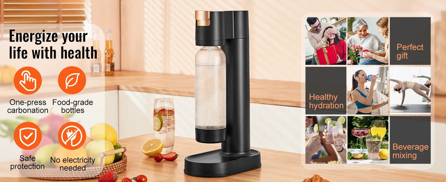 SucceBuy Sparkling Water Maker, Soda Maker Machine for Home Carbonating, Seltzer Water Starter Kit with BPA free 1L PET Bottle Ai-TechWorld 