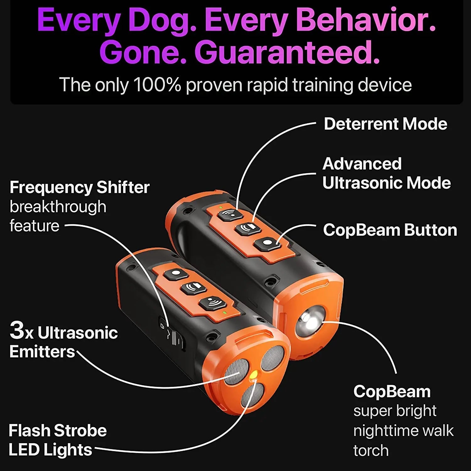 2023 Release Pet Dog Repeller Ultrasonic Dog Training Device Rechargeable Anti Dog Bark Deterrent Device With LED Flashlight Ai-TechWorld 