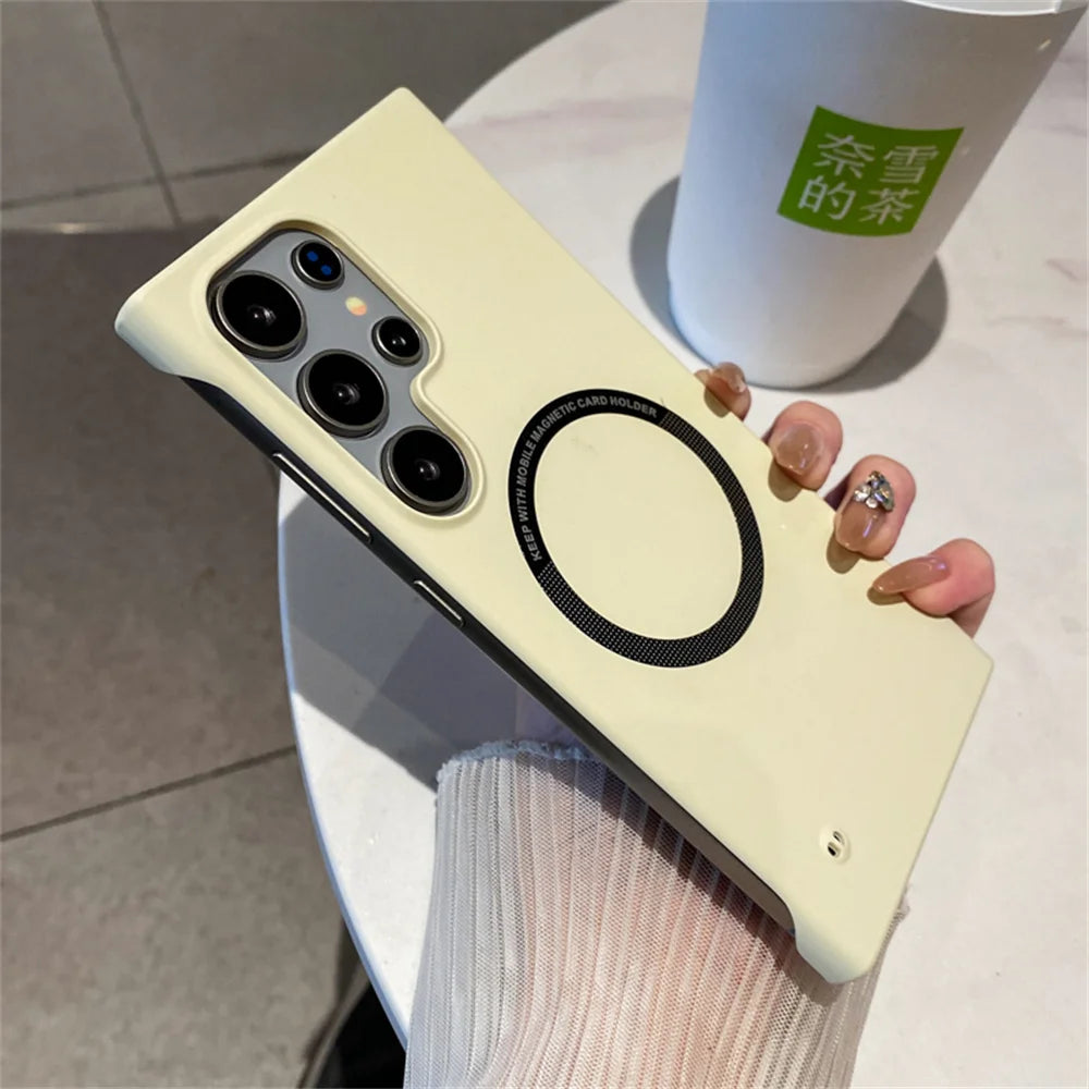 Luxury For Magsafe Thin PC Matte Frameless Phone Case For Samsung S24 S25 Ultra Edge S23 FE S22 S21 S20 S10 S9 Plus Back Cover Ai-TechWorld 