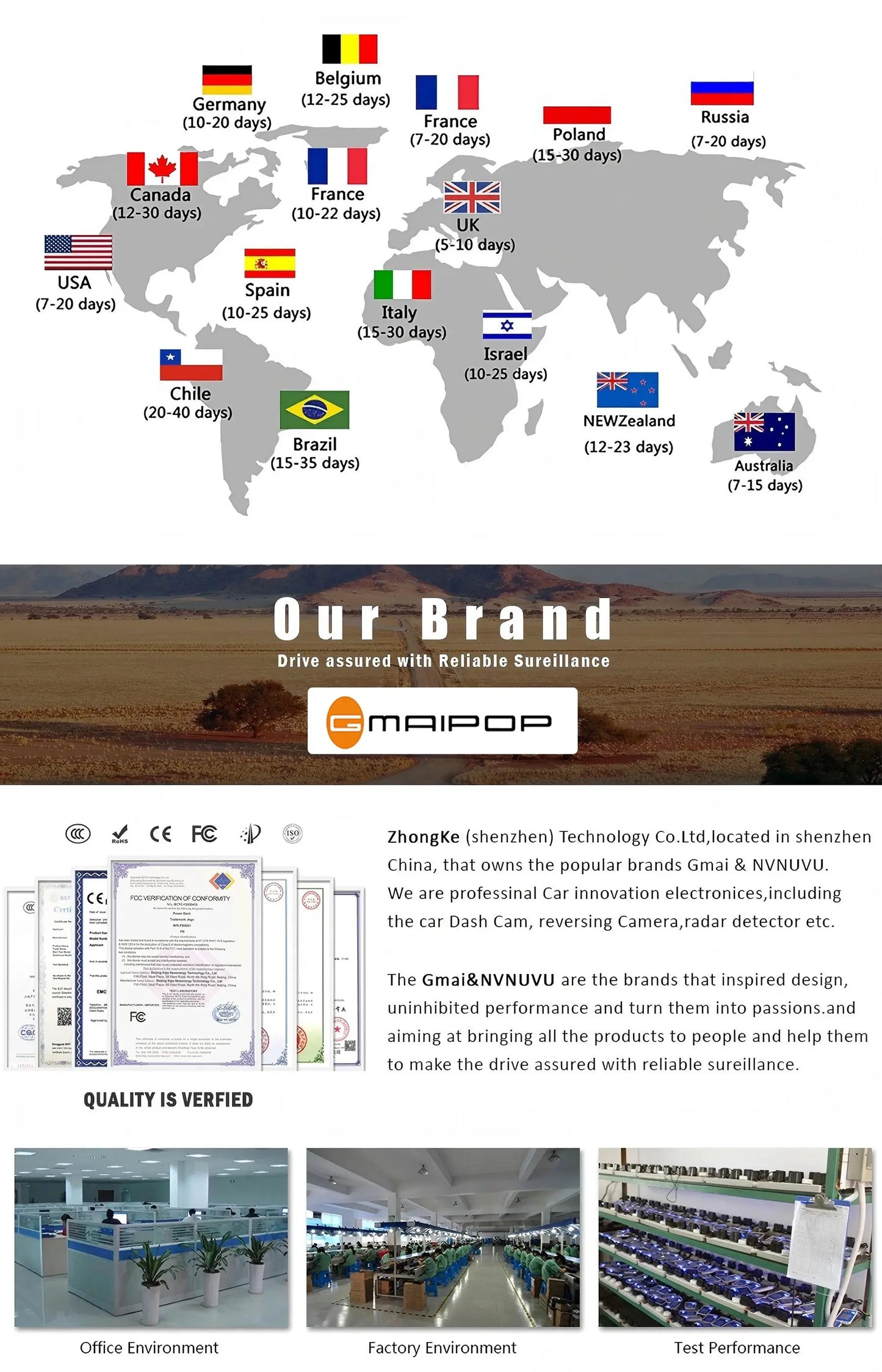 Car Dash Cam 4 Channel Black Box WiFi Driving Camera FHD 1080P Front Left Right Rear Night Vision Loop Recording add Hardwirekit Ai-TechWorld 